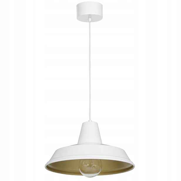 Závěsná lampa loftová bílá zlatá kulatá 36 cm do kuchyně Luminex