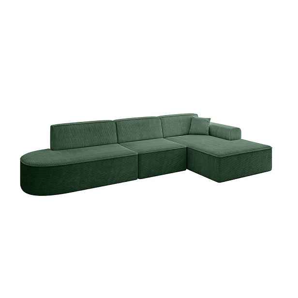 ALTDECOR ROHOVÁ SEDAČKA s otomanem, pravá IREA-L2-v3 327x165x77 Zelená Manšestr