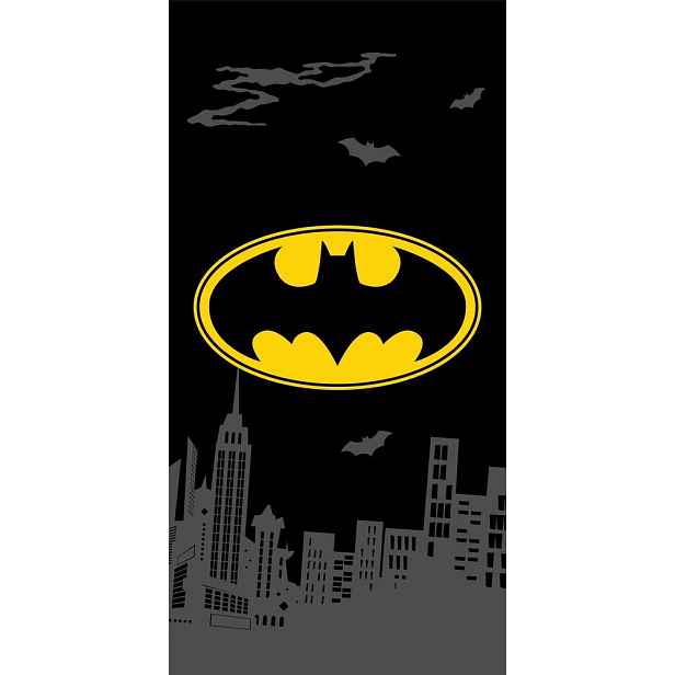 Černá bavlněná dětská osuška 70x140 cm Batman "The Emblem" – Jerry Fabrics