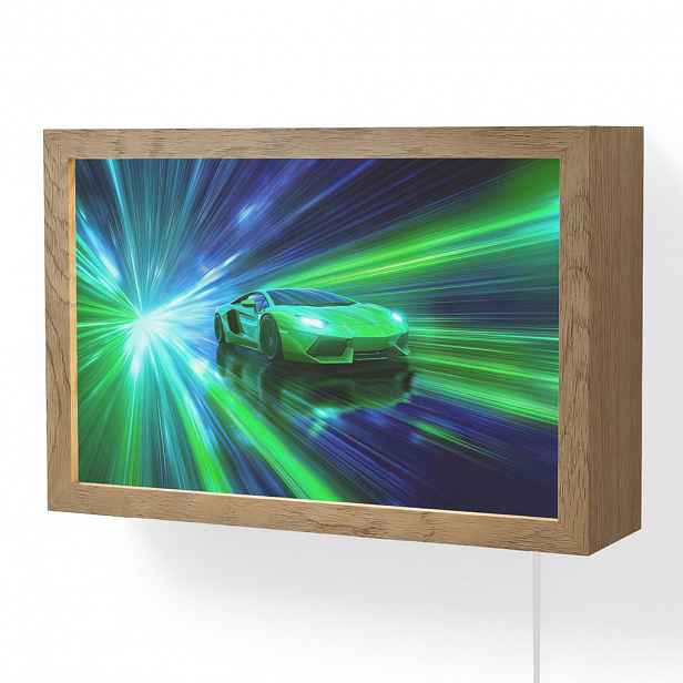 OnlyWow NÁSTĚNNÁ LAMPA Rychlost - Lehké - Sportovní vůz - Zelená 30x20 cm