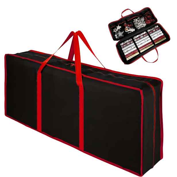TEMU Organizér na vánoční balicí papír, velkokapacitní úložná taška na balicí papír s víkem, 83X35X14Cm/32.68X13.78X5.51In, zapínání na zip, držadla