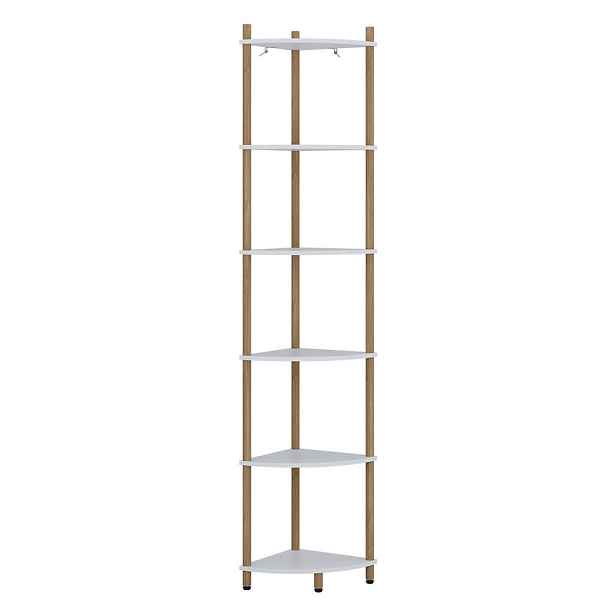 Vicco ROHOVÁ POLICE Bivio Bílá/borovice 29 x 163.5 cm se 6 úložnými přihrádkami