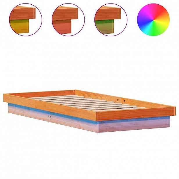 vidaXL Rám postele s LED voskově hnědý 100 x 200 cm masivní borovice