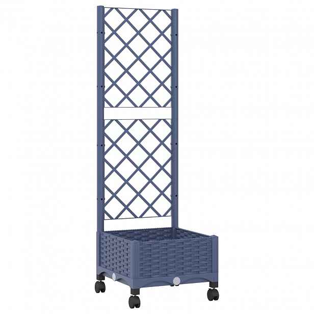 vidaXL Zahradní truhlík s treláží a koly Modro šedá 40 x 40 x 131,5 cm