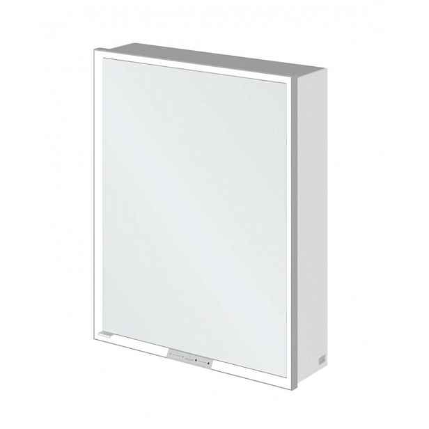 Villeroy & Boch My View+ - Zrcadlová skříňka s LED osvětlením 60x75x17 cm, 1 dvířka, panty vpravo, Brilliant White/šedá A4816RVE