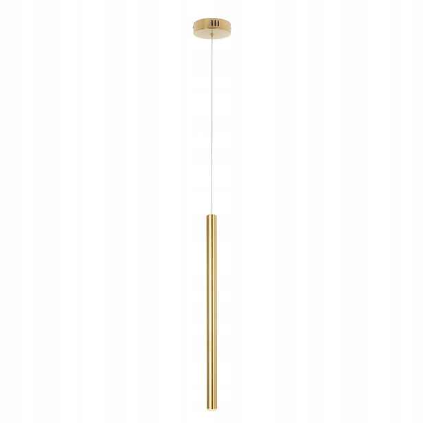 Závěsná Led lampa bodová zlatá tuba nad stůl ostrov bar 3000K Maxlight