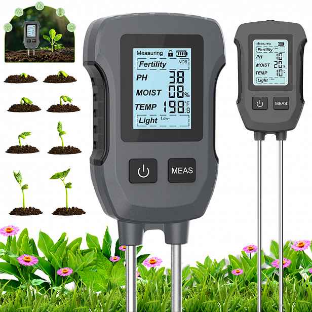 Tester Zeminy A Zeminy 5 V 1 Kyselinoměr Měřič Ph Vlhkost Lux