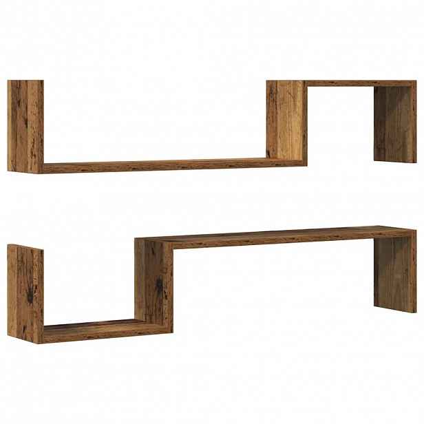 vidaXL Nástěnné police 2 ks old wood 100 x 15 x 20 cm kompozitní dřevo