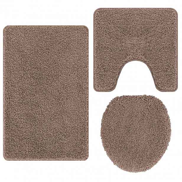 vidaXL Sada protiskluzových koupelnových rohoží 3 ks Hnědá 50 x 80 cm