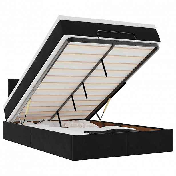 vidaXL Osmanská postel s matrací & LED černá 120x190cm samet