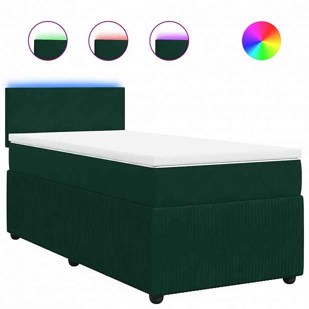 vidaXL Box spring postel s matrací tmavě zelená 80 x 200 cm samet