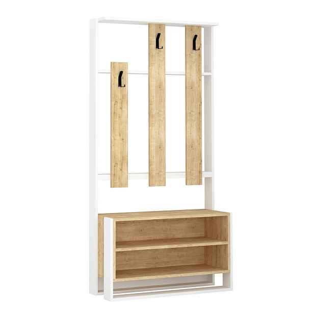 Nástěnný věšák s botníkem Chester White and Oak