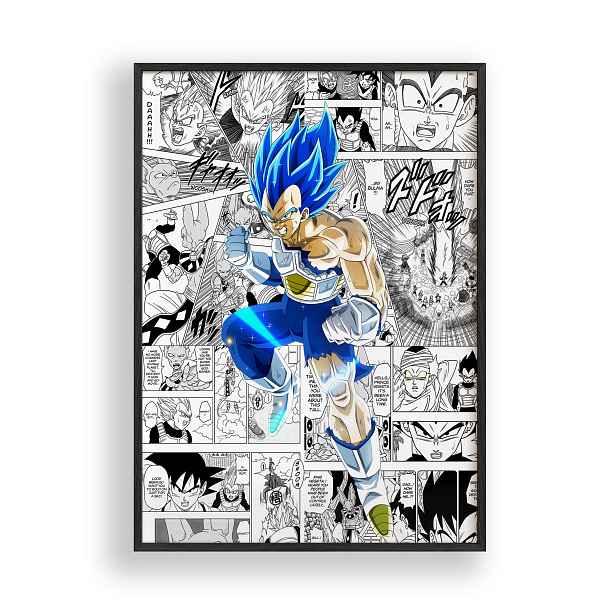 Obraz Dragon Ball Vegeta Blue Manga Plakát Rámeček Dřevěný Černý 30x42 cm