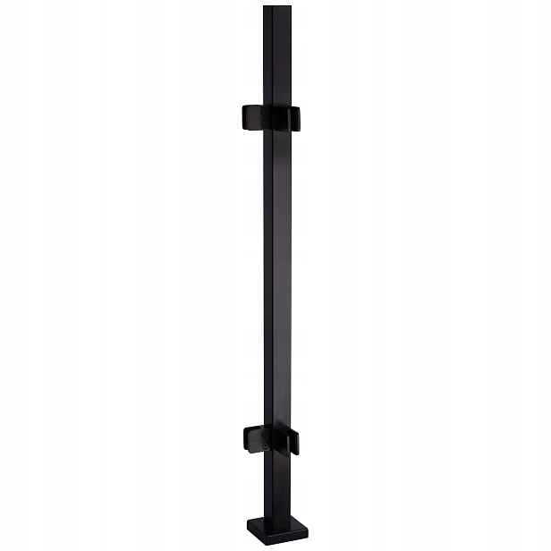 Rohový sloupek 110 cm pro skleněné zábradlí 40x40 Černý 4 držáky Loft