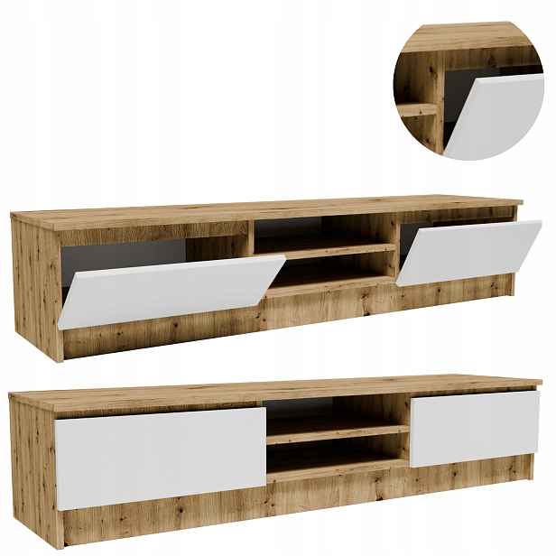 Rtv skříňka 2D1P160ABI artisan-bílá 160 cm stolek pod televizor komoda regál