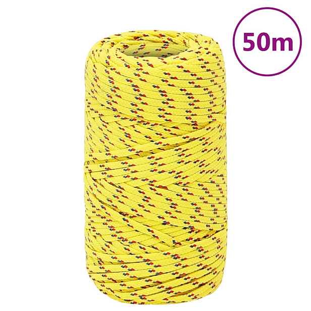 vidaXL Lodní lano žluté 2 mm 50 m polypropylen