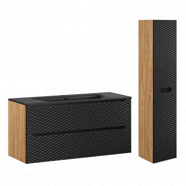 Petits-meubles KOUPELNOVÝ NÁBYTEK 120cm Elora 2er-Set Černá a dřevěná