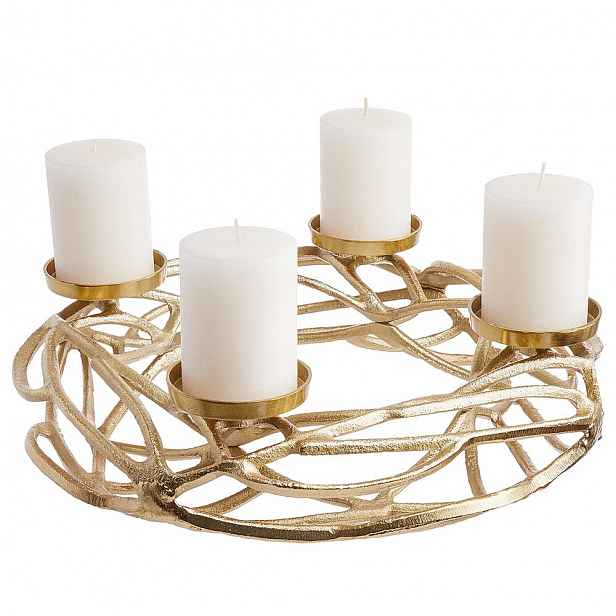 ADVENT Věnec kovový "naplavené dříví" 40 cm - zlatá