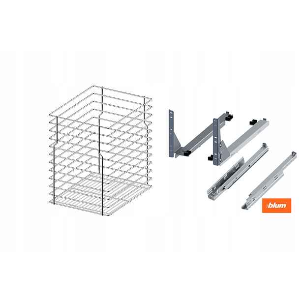 Cargo pro spodní skříňku 40 cm 400 Efekt Chrom 1p s tlumením dovírání Blum s plným výsuvem