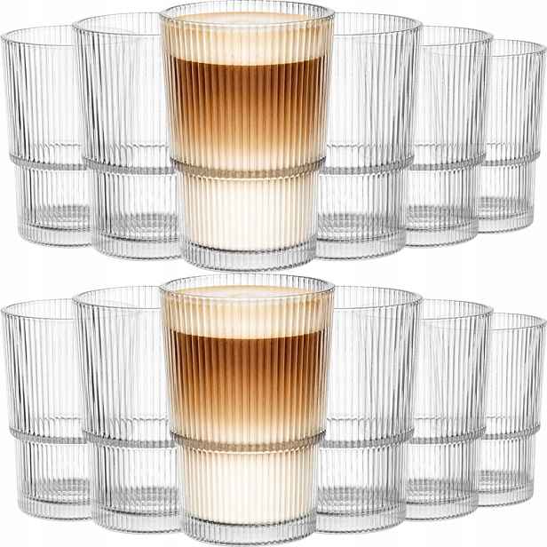 Sklenice na vodu nápojů latte kávy 420 ml 12 Ks Set silné sklo