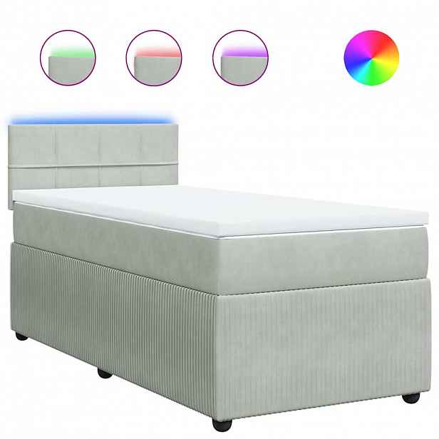 vidaXL Box spring postel s matrací světle šedá 80 x 200 cm samet
