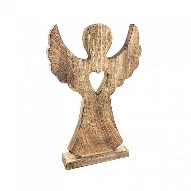 Orion Dřevěný anděl MANGO SRDCE, 36,5 cm