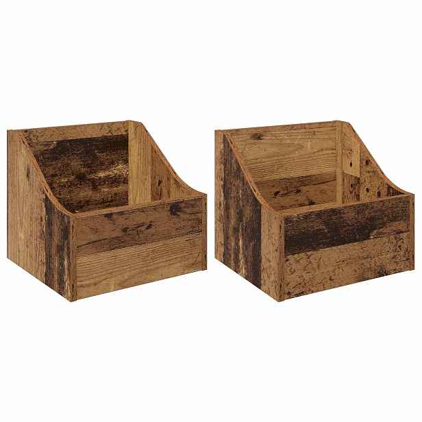 vidaXL Krabice na LP desky 2 ks Staré dřevo 37 x 33 x 32 cm