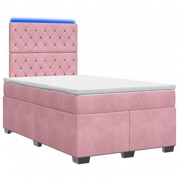 vidaXL Postel boxspring s matrací s čelo Růžová 120 x 200 cm Samet