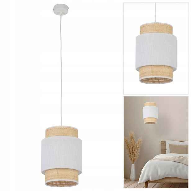 Bílá lampa Boho, závěsná, ratanový styl nad jídelní stůl Tk Lighting