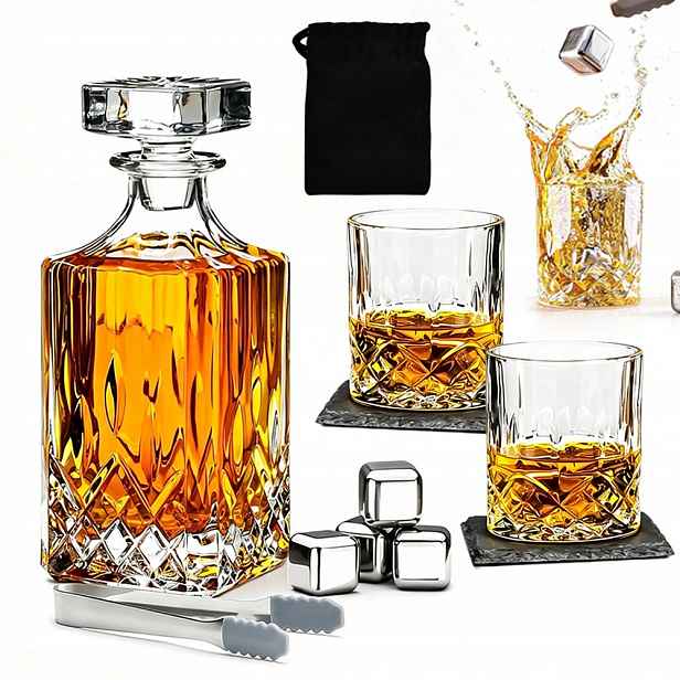 Sada Na Whisky Karafa 700ML 2X Sklenice V Elegantní Krabičce Dárek