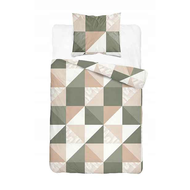 Povlečení 140x200 růžová šedá s geometrickým vzorem Home Satin