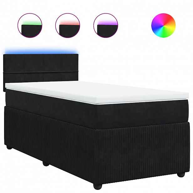vidaXL Box spring postel s matrací černá 80 x 200 cm samet