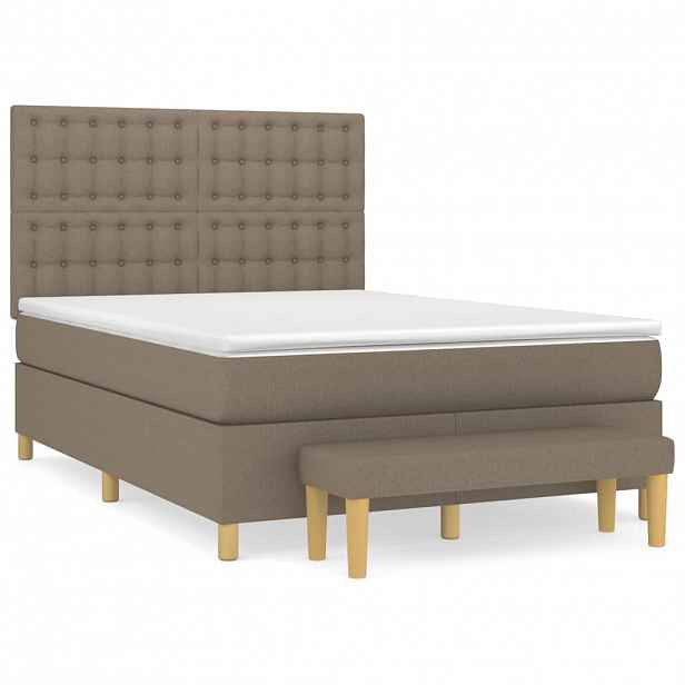 vidaXL Box spring postel s matrací taupe 140x190 cm textil