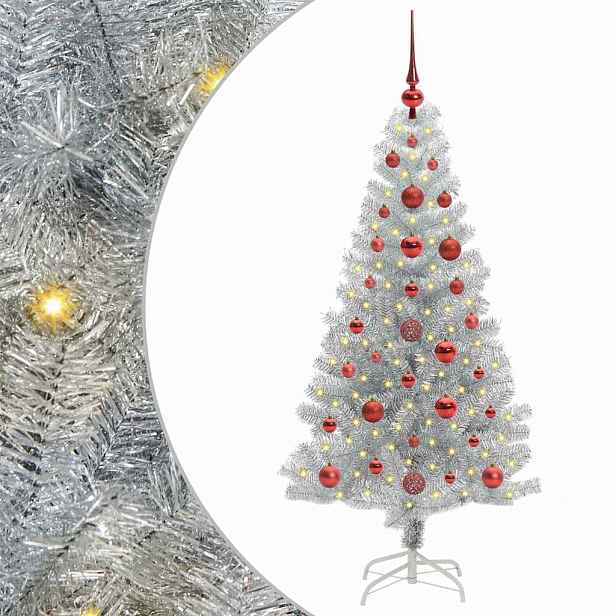 vidaXL Vánoční stromeček Stříbrná 120 cm PET