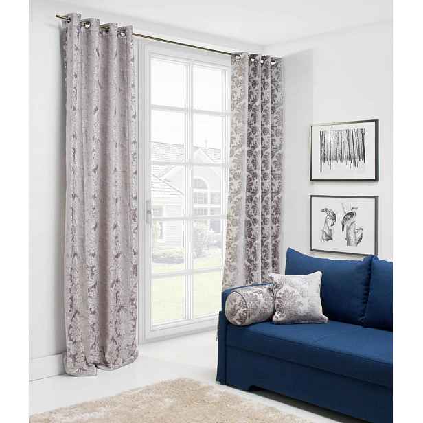 Závěs 135x270 Polyester Stříbrná Žakárová Oka Bax Inspiracja Stříbro