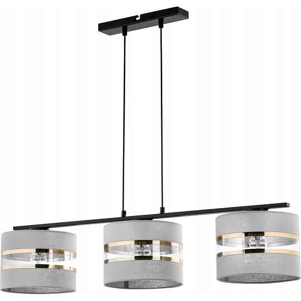 Závěsná lampa Sara šedá se zlatými proužky 3xE27 15W Sigma Lighting