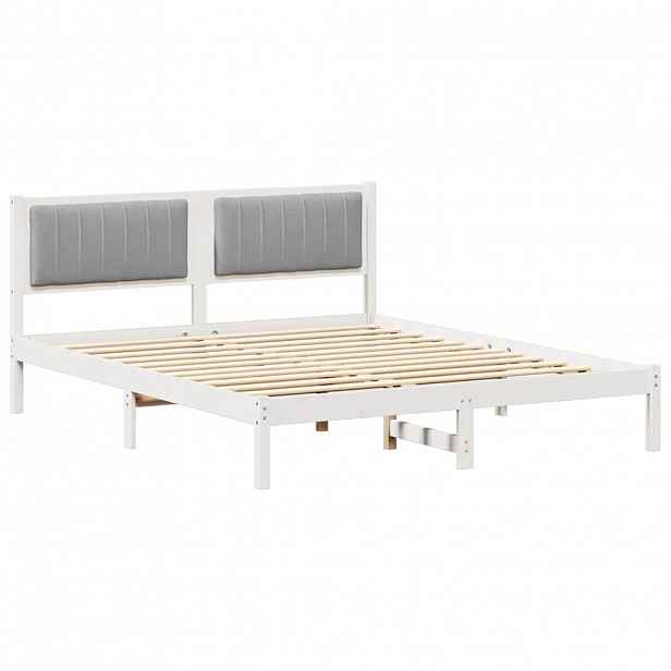 vidaXL Rám postele s čalouněným čelem s čelo Světle šedá 150 x 200 cm