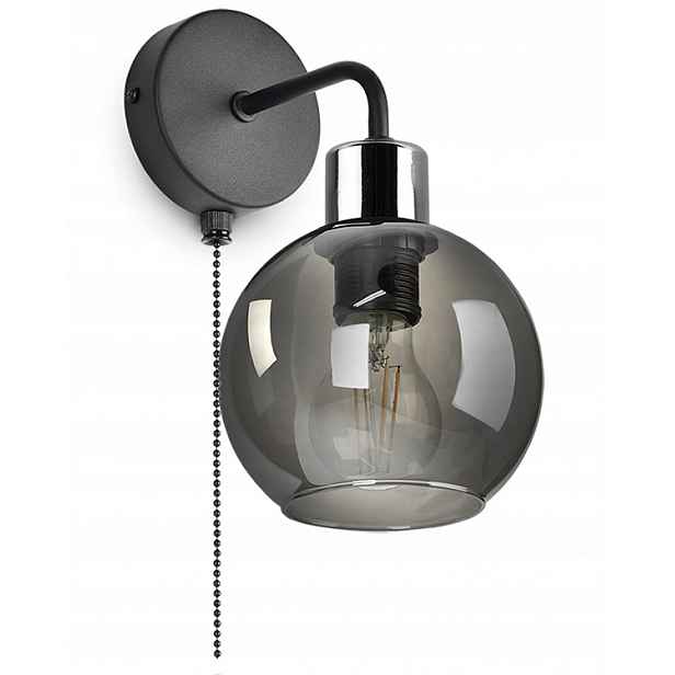 Nástěnná lampa s vypínačem Skleněná koule Spline Chrom