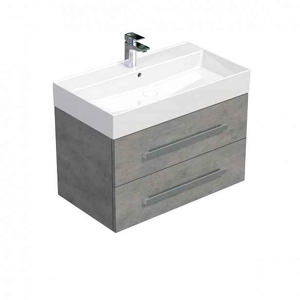 Koupelnová skříňka s umyvadlem Naturel Cube Way 80x53x46 cm beton mat CUBE46802BESAT
