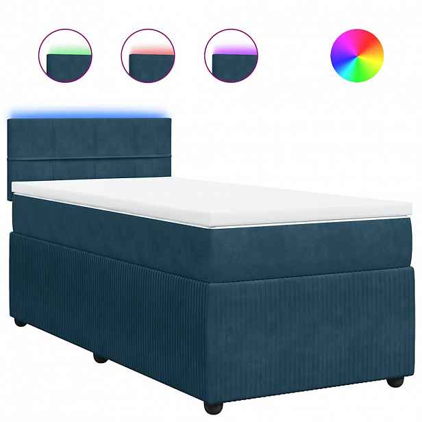 vidaXL Box spring postel s matrací modrá 80 x 200 cm samet