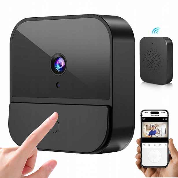 Bezdrátový Černý Zvonek A Wifi Dveřní Kamera Tuya Venkovní Kamera