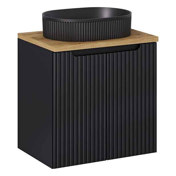 Comad Skříňka s umyvadlem Nova Black Beyond II s umyvadlem 60 cm černá/dub evoke