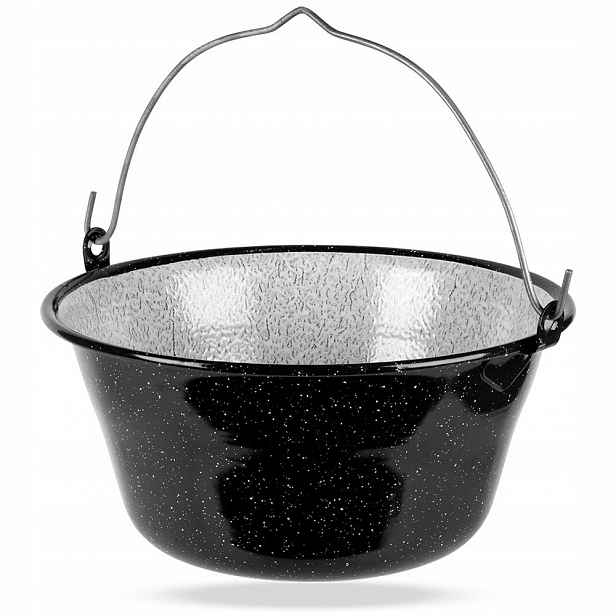 Smaltovaný kotlík z oceli, maďarský, závěsný na oheň, guláš, polévka 7,5 l
