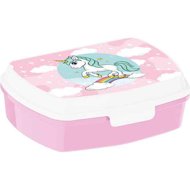 STOR Plastový svačinový box 17,5x14x5,5cm jednorožec