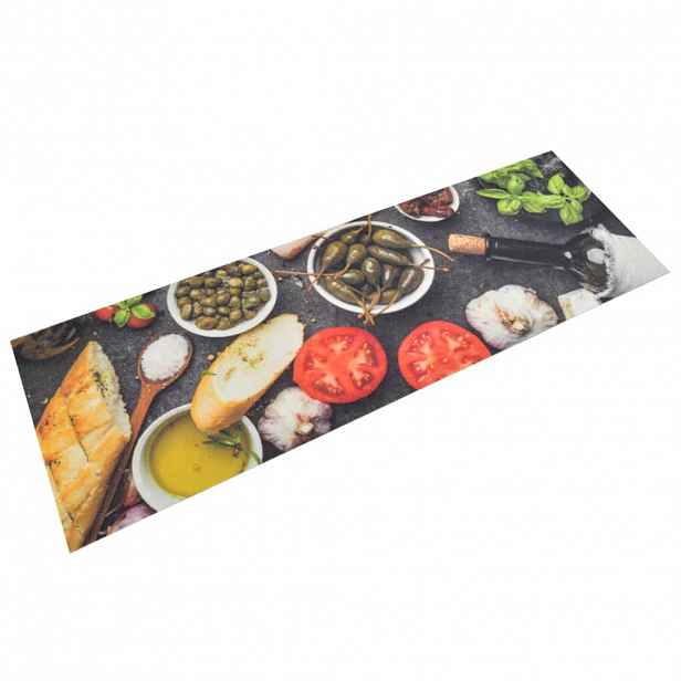 vidaXL Kuchyňský koberec omyvatelný Víno a jídlo 60 x 180 cm samet
