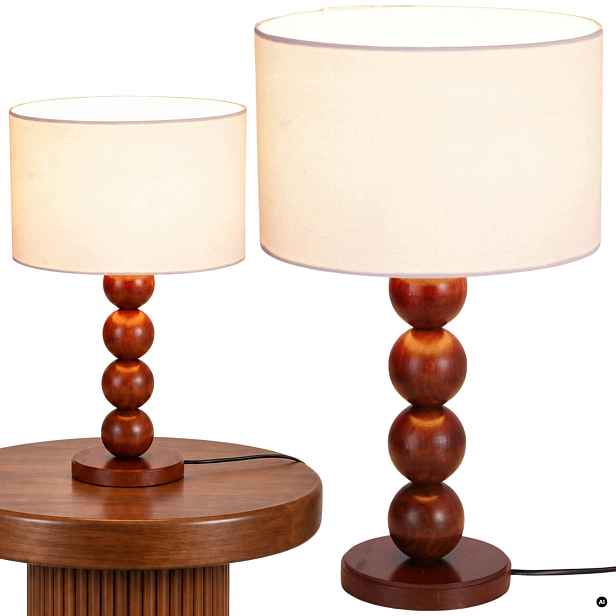 Dřevěná Stolní Lampa 42 cm E27 se stínítkem Klasická noční lampa