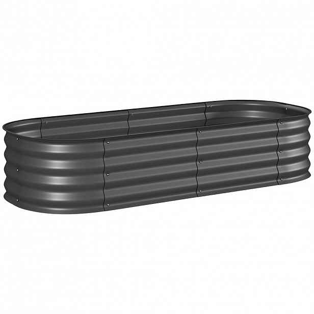 Outsunny VYVÝŠENÝ ZÁHON z kovu, květináč, DIY květináč s otevřeným dnem, tmavě šedý
