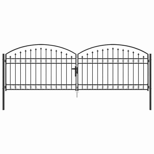vidaXL Brána na plot ASSEN 401 x 175,5 cm Ocel Šedá Zamykatelné