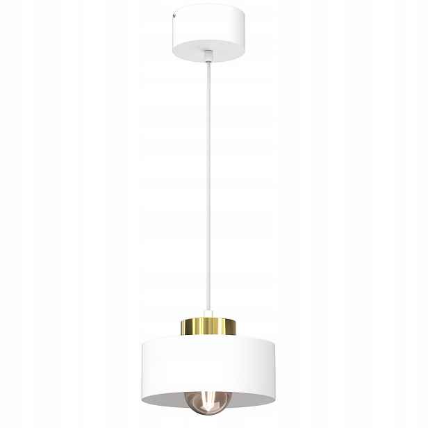 Závěsná lampa bílá zlatá kulatá 20 cm do jídelny nad stůl a ostrov Luminex