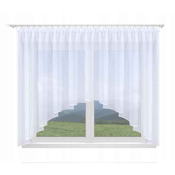 Hotová Záclona 400X150, Oblouk, Bílý Voál, Lem